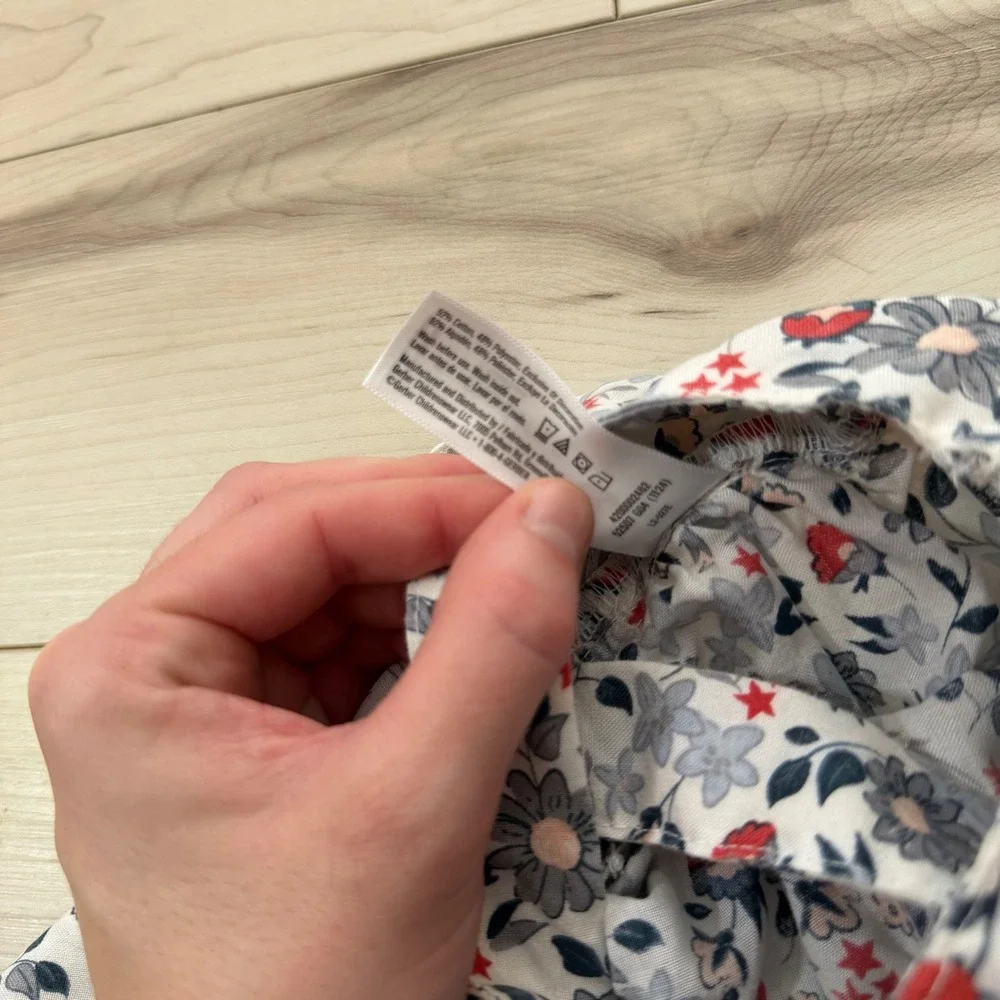 Modern Moments by Gerber Toddler Girls Floral Ric Rac Tiered Dress 2T White Red